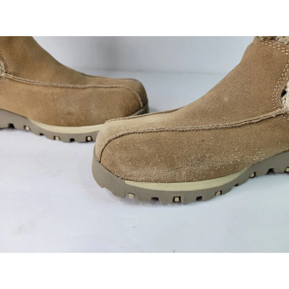 Skechers SN 46099 Women Sand Suede Marled Knit Faux Fur Mid Calf Boots Size 5.5